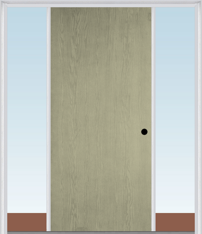 MMI FLUSH 3'0" X 6'8" FIBERGLASS OAK FINGER JOINTED PRIMED EXTERIOR PREHUNG DOOR WITH 2 DIRECT SET SIDELIGHTS