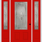 MMI 3/4 LITE 2 PANEL 6'8" FIBERGLASS SMOOTH NOUVEAU BRASS, NOUVEAU NICKEL, OR NOUVEAU PATINA EXTERIOR PREHUNG DOOR WITH 2 NOUVEAU BRASS/NICKEL/PATINA 3/4 LITE DECORATIVE GLASS SIDELIGHTS 607