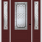 MMI 3/4 LITE 1 PANEL 6'8" FIBERGLASS SMOOTH MAJESTIC NICKEL EXTERIOR PREHUNG DOOR WITH 2 MAJESTIC NICKEL 3/4 LITE DECORATIVE GLASS SIDELIGHTS 608