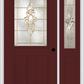 MMI 1/2 LITE 2 PANEL 6'8" FIBERGLASS SMOOTH HEIRLOOMS BRASS OR HEIRLOOMS SATIN NICKEL EXTERIOR PREHUNG DOOR WITH 1 HALF LITE HEIRLOOMS BRASS/SATIN NICKEL DECORATIVE GLASS SIDELIGHT 684