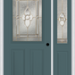 MMI 1/2 LITE 2 PANEL 6'8" FIBERGLASS SMOOTH NOUVEAU BRASS, NOUVEAU NICKEL, OR NOUVEAU PATINA EXTERIOR PREHUNG DOOR WITH 1 HALF LITE NOUVEAU BRASS/NICKEL/PATINA DECORATIVE GLASS SIDELIGHT 684