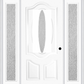 MMI SMALL OVAL 2 PANEL DELUXE 3'0" X 6'8" RAIN LOW-E FIBERGLASS SMOOTH EXTERIOR PREHUNG DOOR WITH 2 FULL LITE RAIN LOW-E GLASS SIDELIGHTS 749