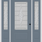 MMI 3/4 LITE 1 PANEL 6'8" FIBERGLASS SMOOTH GRACE NICKEL OR GRACE PATINA EXTERIOR PREHUNG DOOR WITH 2 GRACE NICKEL/PATINA 3/4 LITE DECORATIVE GLASS SIDELIGHTS 608