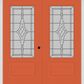 MMI TWIN/DOUBLE 3/4 LITE 1 PANEL 6'0" X 6'8" FIBERGLASS SMOOTH GRACE NICKEL OR GRACE PATINA DECORATIVE GLASS EXTERIOR PREHUNG DOOR 608