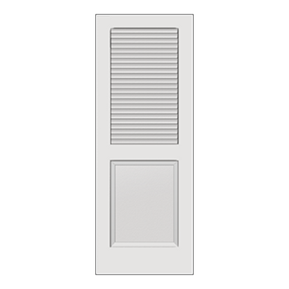 REEB 6'8 X 1-3/8 TOP LOUVER BOTTOM PANEL PLANTATION PRIMED INTERIOR DOOR PR732W