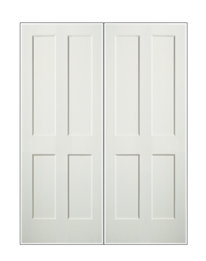 REEB TWIN/DOUBLE 6'8 X 1-3/8 2 LONG PANELS OVER 2 SHORT PANELS PRIMED FLAT OVOLO STICKING INTERIOR PREHUNG DOOR PR8044