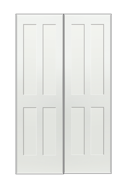 REEB TWIN/DOUBLE 6'8 X 1-3/8 2 LONG PANELS OVER 2 SHORT PANELS PRIMED FLAT SHAKER STICKING INTERIOR PREHUNG DOOR PR8744