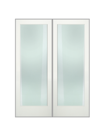 TWIN/DOUBLE 1 LITE CLEAR/FROSTED 8'0" X 1-3/8 PRIMED PINE SHAKER TEMPERED GLASS INTERIOR FRENCH PREHUNG DOOR
