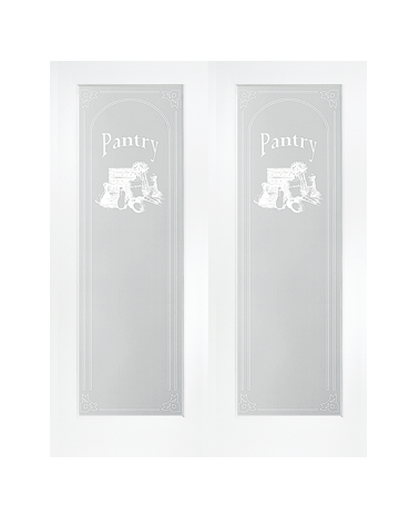 TWIN/DOUBLE 1 LITE PANTRY 6'8" X 1-3/8 OVOLO STICKING PRIMED OR PINE FRAME TEMPERED GLASS INTERIOR FRENCH PREHUNG DOOR
