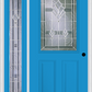 MMI 1/2 LITE 2 PANEL 6'8" FIBERGLASS SMOOTH RADIANT HUES NICKEL EXTERIOR PREHUNG DOOR WITH 1 FULL LITE RADIANT HUES NICKEL DECORATIVE GLASS SIDELIGHT 684