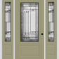 MMI 3/4 LITE 1 PANEL 6'8" FIBERGLASS SMOOTH METRO PATINA EXTERIOR PREHUNG DOOR WITH 2 METRO PATINA 3/4 LITE DECORATIVE GLASS SIDELIGHTS 608