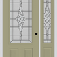 MMI 3/4 LITE 2 PANEL 6'8" FIBERGLASS SMOOTH GRACE NICKEL OR GRACE PATINA EXTERIOR PREHUNG DOOR WITH 1 GRACE NICKEL/PATINA 3/4 LITE DECORATIVE GLASS SIDELIGHT 607