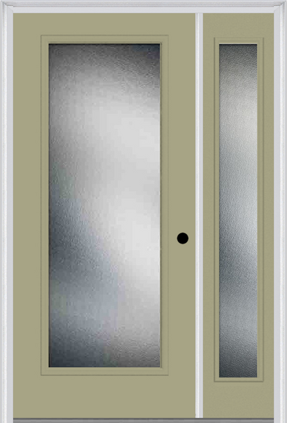 MMI FULL LITE 3'0" X 6'8" TEXTURED/PRIVACY FIBERGLASS SMOOTH EXTERIOR PREHUNG DOOR WITH 1 FULL LITE TEXTURED/PRIVACY GLASS SIDELIGHT 686