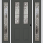 MMI 2-1/2 LITE 2 PANEL 6'8" FIBERGLASS SMOOTH EXPRESSIONS SATIN NICKEL EXTERIOR PREHUNG DOOR WITH 2 FULL LITE EXPRESSIONS SATIN NICKEL DECORATIVE GLASS SIDELIGHTS 692