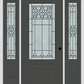 MMI 3/4 LITE 1 PANEL 6'8" FIBERGLASS SMOOTH SELWYN PATINA EXTERIOR PREHUNG DOOR WITH 2 SELWYN PATINA 3/4 LITE DECORATIVE GLASS SIDELIGHTS 608