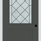 MMI 1/2 LITE 1 PANEL 6'8" FIBERGLASS SMOOTH HARRIS PATINA DECORATIVE GLASS EXTERIOR PREHUNG DOOR 682