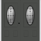 MMI TWIN/DOUBLE SMALL OVAL 2 PANEL 6'8" FIBERGLASS SMOOTH CHATEAU WROUGHT IRON DECORATIVE GLASS EXTERIOR PREHUNG DOOR 949