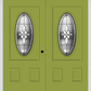 MMI TWIN/DOUBLE SMALL OVAL 2 PANEL 6'8" FIBERGLASS SMOOTH LUMIERE PATINA DECORATIVE GLASS EXTERIOR PREHUNG DOOR 949