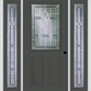 MMI 1/2 LITE 2 PANEL 6'8" FIBERGLASS SMOOTH RADIANT HUES NICKEL EXTERIOR PREHUNG DOOR WITH 2 FULL LITE RADIANT HUES NICKEL DECORATIVE GLASS SIDELIGHTS 684