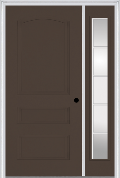 MMI 3 PANEL 3'0" X 6'8" FIBERGLASS SMOOTH EXTERIOR PREHUNG DOOR WITH 1 FULL LITE SDL GRILLES GLASS SIDELIGHT 31