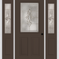 MMI 1/2 LITE 2 PANEL 6'8" FIBERGLASS SMOOTH HEIRLOOMS BRASS OR HEIRLOOMS SATIN NICKEL EXTERIOR PREHUNG DOOR WITH 2 HALF LITE HEIRLOOMS BRASS/SATIN NICKEL DECORATIVE GLASS SIDELIGHTS 684