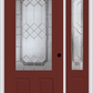 MMI 3/4 LITE 2 PANEL 6'8" FIBERGLASS SMOOTH MAJESTIC NICKEL EXTERIOR PREHUNG DOOR WITH 1 MAJESTIC NICKEL 3/4 LITE DECORATIVE GLASS SIDELIGHT 607