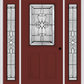 MMI 1/2 LITE 2 PANEL 6'8" FIBERGLASS SMOOTH JAMESTOWN PATINA EXTERIOR PREHUNG DOOR WITH 2 FULL LITE JAMESTOWN PATINA DECORATIVE GLASS SIDELIGHTS 684