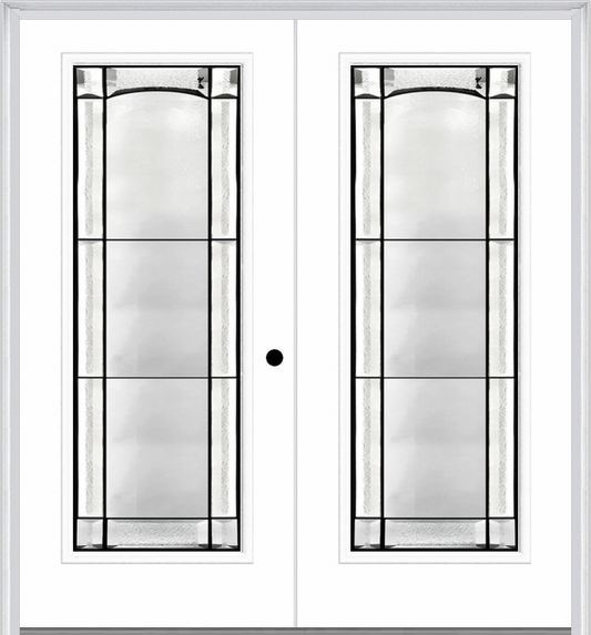 MMI TWIN/DOUBLE FULL LITE 6'8" FIBERGLASS SMOOTH SOLEIL PATINA DECORATIVE GLASS EXTERIOR PREHUNG DOOR 686
