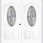 MMI TWIN/DOUBLE SMALL OVAL 2 PANEL DELUXE 6'8" FIBERGLASS SMOOTH BELAIRE PATINA DECORATIVE GLASS EXTERIOR PREHUNG DOOR 749