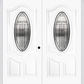 MMI TWIN/DOUBLE SMALL OVAL 2 PANEL DELUXE 6'8" FIBERGLASS SMOOTH ROYAL PATINA DECORATIVE GLASS EXTERIOR PREHUNG DOOR 749