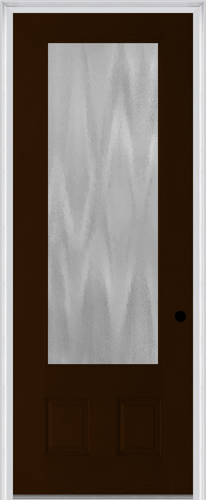 MMI 3/4 LITE 2 PANEL 3'0" X 8'0" FIBERGLASS OAK TEXTURED/PRIVACY GLASS FINGER JOINTED PRIMED EXTERIOR PREHUNG DOOR