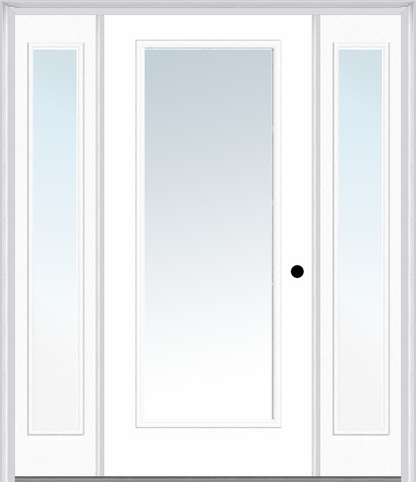 MMI FULL LITE 3'0" X 6'8" FIBERGLASS SMOOTH EXTERIOR PREHUNG DOOR WITH 2 FULL LITE CLEAR GLASS SIDELIGHTS 59