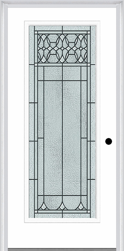 MMI FULL LITE 6'8" FIBERGLASS SMOOTH SELWYN PATINA DECORATIVE GLASS EXTERIOR PREHUNG DOOR 686