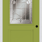 MMI 1/2 LITE 1 PANEL 6'8" FIBERGLASS SMOOTH EXPRESSIONS SATIN NICKEL DECORATIVE GLASS EXTERIOR PREHUNG DOOR 682