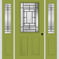 MMI 1/2 LITE 2 PANEL 6'8" FIBERGLASS SMOOTH PEMBROOK PATINA EXTERIOR PREHUNG DOOR WITH 2 HALF LITE PEMBROOK PATINA DECORATIVE GLASS SIDELIGHTS 684