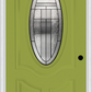 MMI SMALL OVAL 2 PANEL DELUXE 6'8" FIBERGLASS SMOOTH ROYAL PATINA DECORATIVE GLASS EXTERIOR PREHUNG DOOR 749