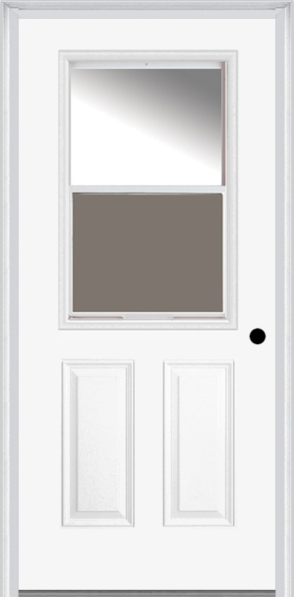 MMI 1/2 LITE 2 PANEL 6'8" BUILDERS CLASSIC VENTING WINDOW CLEAR GLASS FINGER JOINTED PRIMED EXTERIOR PREHUNG DOOR 122V