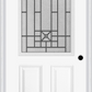 MMI 1/2 LITE 2 PANEL 6'8" FIBERGLASS SMOOTH COURTYARD NICKEL VEIN WROUGHT IRON DECORATIVE GLASS EXTERIOR PREHUNG DOOR 684