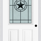 MMI 1/2 LITE 2 PANEL 6'8" FIBERGLASS SMOOTH ELEGANT STAR WROUGHT IRON DECORATIVE GLASS EXTERIOR PREHUNG DOOR 684