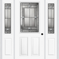 MMI 1/2 LITE 2 PANEL 6'8" FIBERGLASS SMOOTH NOBLE PATINA EXTERIOR PREHUNG DOOR WITH 2 HALF LITE NOBLE PATINA DECORATIVE GLASS SIDELIGHTS 684