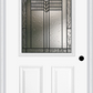 MMI 1/2 LITE 2 PANEL 6'8" FIBERGLASS SMOOTH OAK PARK PATINA DECORATIVE GLASS EXTERIOR PREHUNG DOOR 684