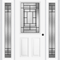 MMI 1/2 LITE 2 PANEL 6'8" FIBERGLASS SMOOTH PEMBROOK PATINA EXTERIOR PREHUNG DOOR WITH 2 FULL LITE PEMBROOK PATINA DECORATIVE GLASS SIDELIGHTS 684