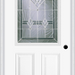 MMI 1/2 LITE 2 PANEL 6'8" FIBERGLASS SMOOTH RADIANT HUES NICKEL DECORATIVE GLASS EXTERIOR PREHUNG DOOR 684