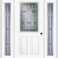 MMI 1/2 LITE 2 PANEL 6'8" FIBERGLASS SMOOTH RADIANT HUES NICKEL EXTERIOR PREHUNG DOOR WITH 2 FULL LITE RADIANT HUES NICKEL DECORATIVE GLASS SIDELIGHTS 684