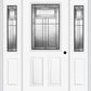 MMI 1/2 LITE 2 PANEL 6'8" FIBERGLASS SMOOTH ROYAL PATINA EXTERIOR PREHUNG DOOR WITH 2 HALF LITE ROYAL PATINA DECORATIVE GLASS SIDELIGHTS 684