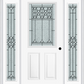 MMI 1/2 LITE 2 PANEL 6'8" FIBERGLASS SMOOTH SELWYN PATINA EXTERIOR PREHUNG DOOR WITH 2 FULL LITE SELWYN PATINA DECORATIVE GLASS SIDELIGHTS 684