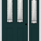 MMI 2-1/2 LITE 2 PANEL 6'8" FIBERGLASS SMOOTH SOLEIL PATINA EXTERIOR PREHUNG DOOR WITH 1 HALF LITE SOLEIL PATINA DECORATIVE GLASS SIDELIGHT 692