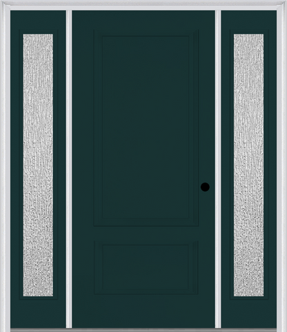 MMI 2 PANEL 3'0" X 6'8" FIBERGLASS SMOOTH EXTERIOR PREHUNG DOOR WITH 2 FULL LITE CLEAR OR PRIVACY/TEXTURED GLASS SIDELIGHTS 110