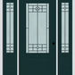 MMI 3/4 LITE 1 PANEL 6'8" FIBERGLASS SMOOTH BEAUFORT PATINA EXTERIOR PREHUNG DOOR WITH 2 BEAUFORT PATINA 3/4 LITE DECORATIVE GLASS SIDELIGHTS 608