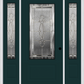 MMI 3/4 LITE 1 PANEL 6'8" FIBERGLASS SMOOTH BELAIRE ZINC EXTERIOR PREHUNG DOOR WITH 2 BELAIRE ZINC 3/4 LITE DECORATIVE GLASS SIDELIGHTS 608